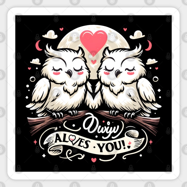 Cute Owl Couple – Funny Romantic Love Pun Valentine Design Sticker by MakerMind8.2